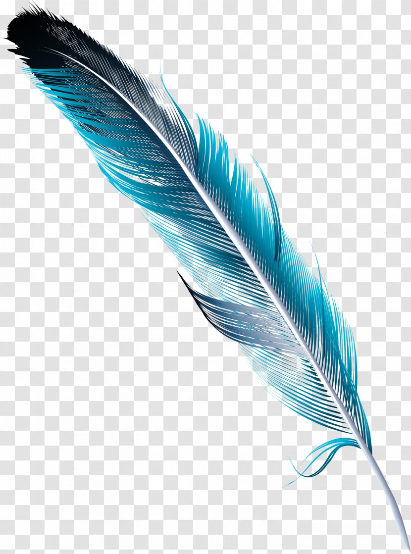 Feather Watercolor Painting Drawing - Hand Painted Blue Transparent PNG