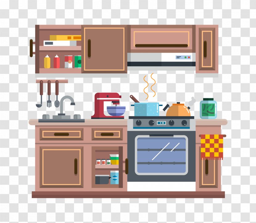 Kitchen Cabinet Furniture Home Appliance Clip Art - Cartoon - Galley Transparent PNG