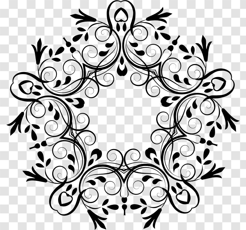 Floral Design Graphic Clip Art - Blackandwhite - Line Transparent PNG