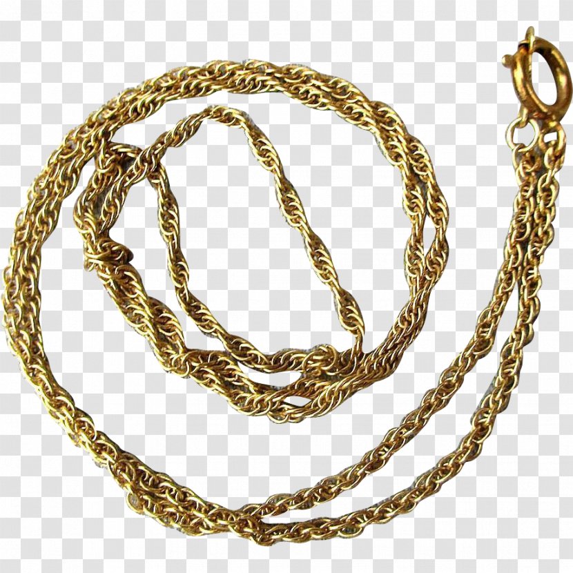 Necklace Rope Chain Colored Gold - Ruby Lane Transparent PNG