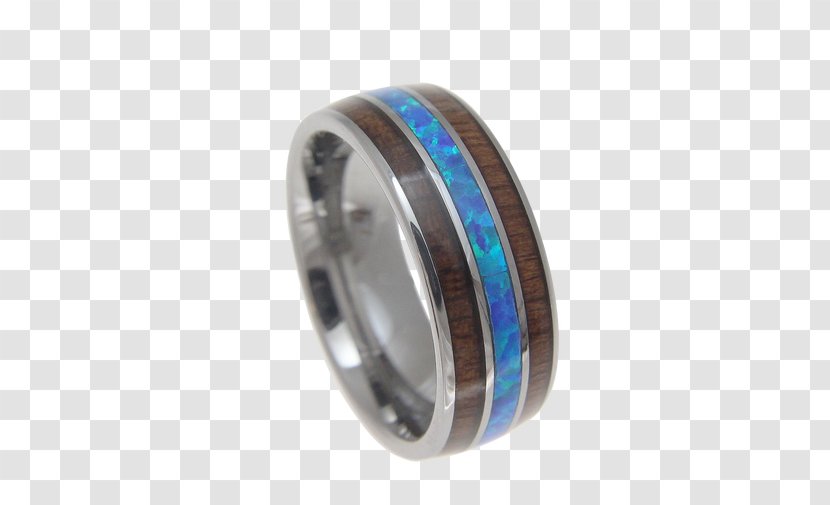 Wedding Ring Tungsten Carbide Turquoise Inlay - Silver Transparent PNG