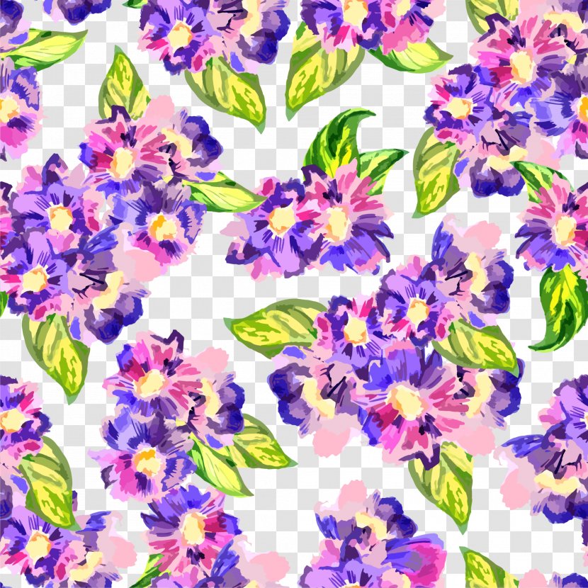 Flower Purple Watercolor Painting Pattern - Flora - Hand-painted Flowers Transparent PNG