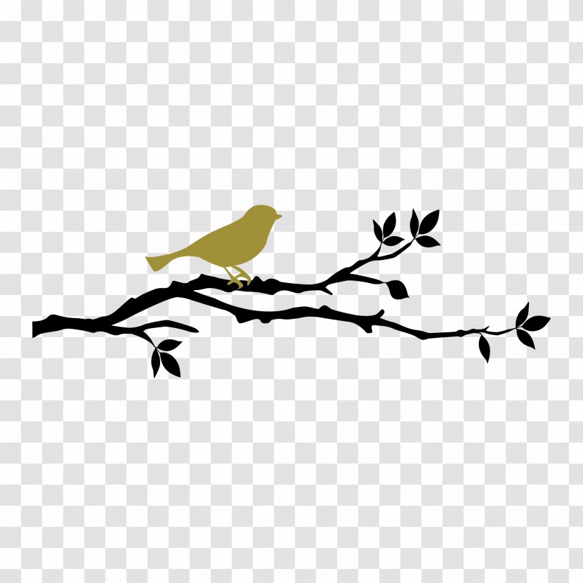 Bird Branch Wall Decal Tattoo Ornament - Twig - Woodland Transparent PNG