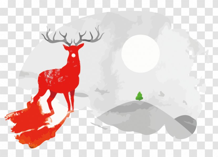 Reindeer Graphic Design Illustration - Antler - Deer Sunset Transparent PNG