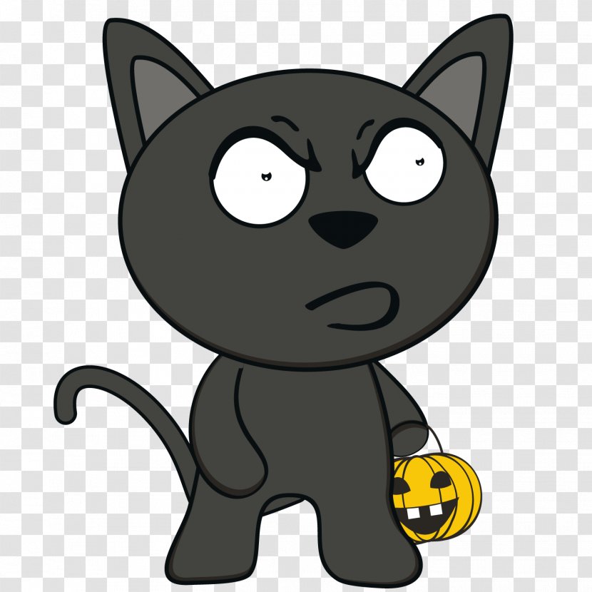 Halloween Cartoon Dessin Animxe9 Illustration - Black Cat - Angry Kitten Transparent PNG