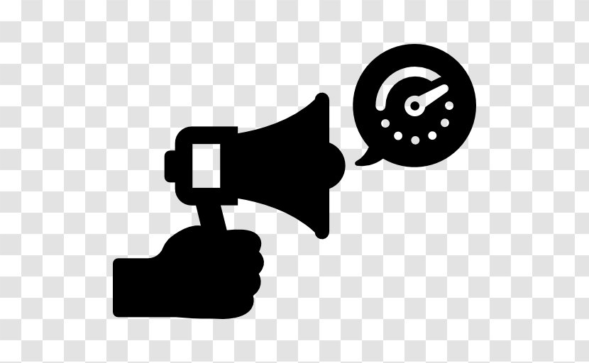 Megaphone - Black And White - Text Transparent PNG