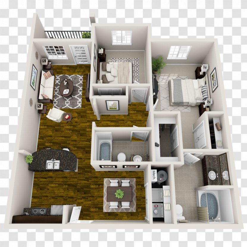 Garner Heron Pointe Apartments Amberton At Stonewater Mt. Juliet - Floor Plan - Three Rooms And Two Transparent PNG