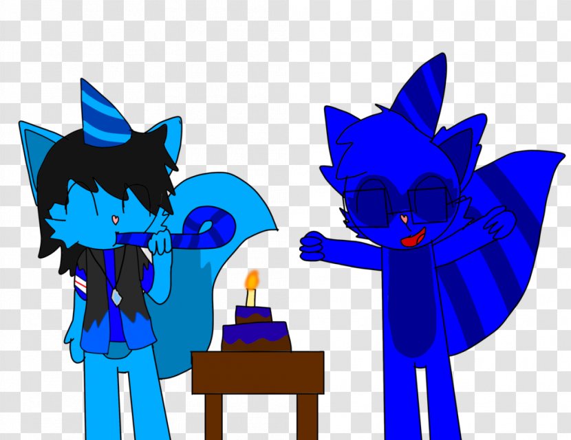Cat Clip Art Illustration Cobalt Blue - Fictional Character Transparent PNG