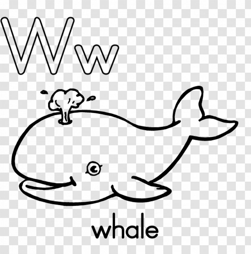 Coloring Book Alphabet Letter W Educational Game - Silhouette - Whale Transparent PNG