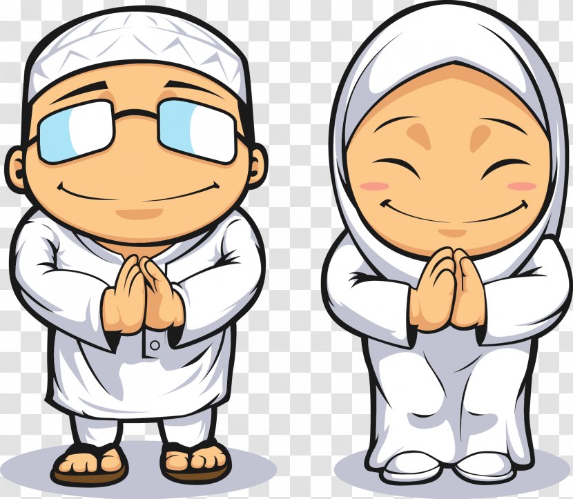 Islam Muslim Royalty-free Clip Art - Boy - Cartoon Prayer Male And Female Vector Transparent PNG