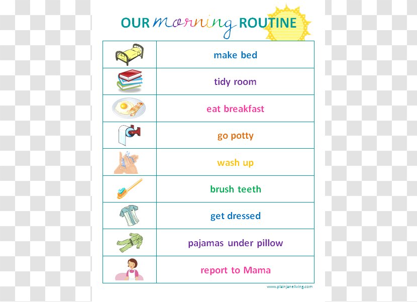 Chart Morning Child Clip Art - Area - Routine Transparent PNG