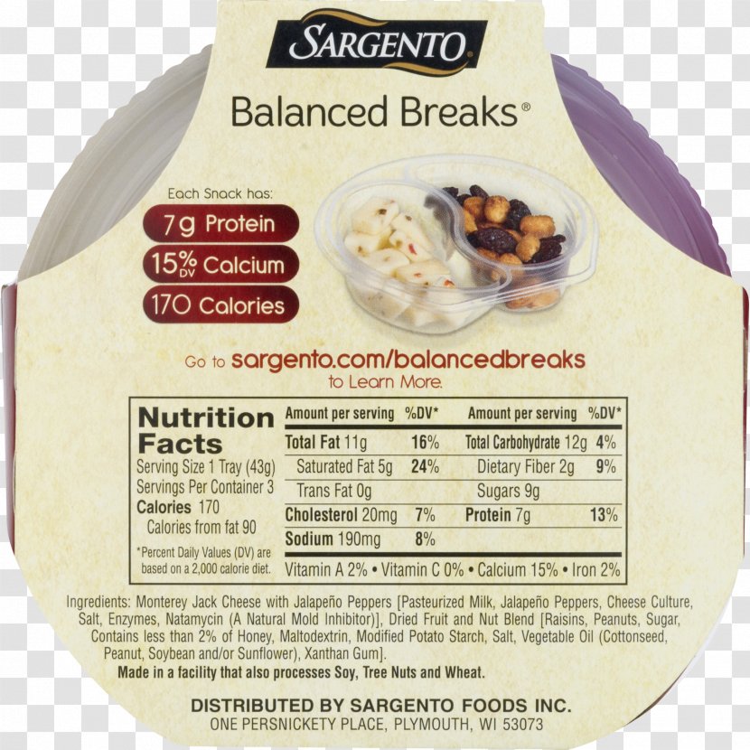Ingredient Sargento Balanced Breaks Natural Sharp White Cheddar Cheese/Cashews/Golden Raisin Medley Snack - Cheese - A Diet Transparent PNG