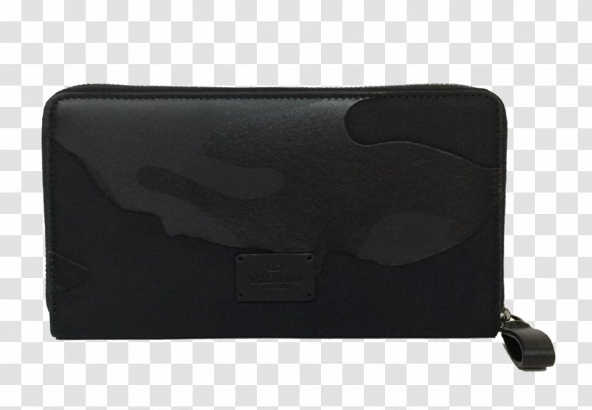 Bag Leather Wallet - Rectangle - Valentino Men's Black Camouflage Transparent PNG