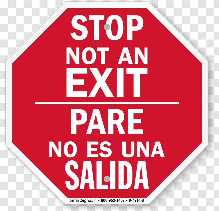 Exit Sign Stop Bilingual Sticker - Area - Do Not Enter Transparent PNG