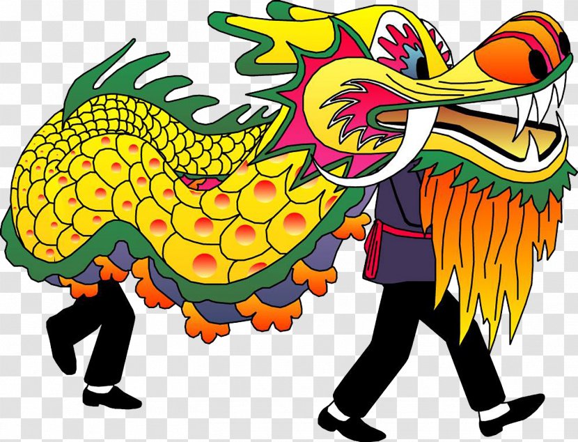 Chinese New Year Dragon Dance Lion Lantern Festival Tradition - Mythical Creature - Hand Painted Transparent PNG