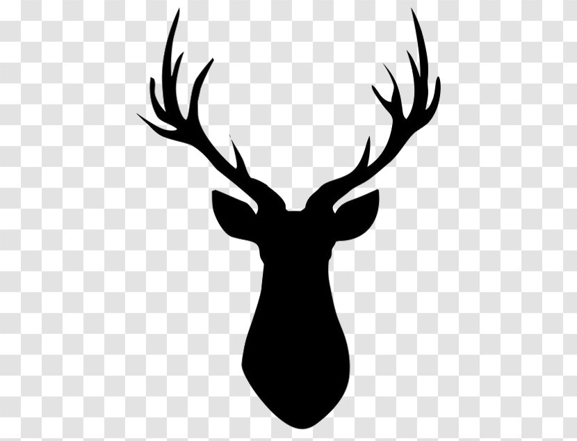 Reindeer Silhouette Clip Art - Black And White - Stag Transparent PNG