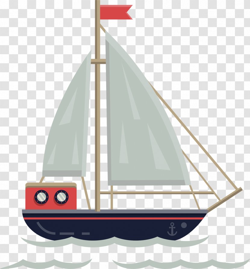 Sailing Ship Illustration - Sail - The On Waves Transparent PNG