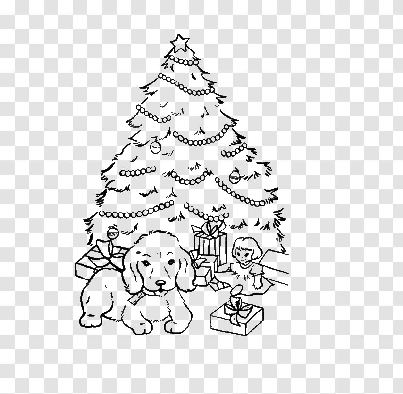 Coloring Book Puppy Christmas Tree Transparent PNG