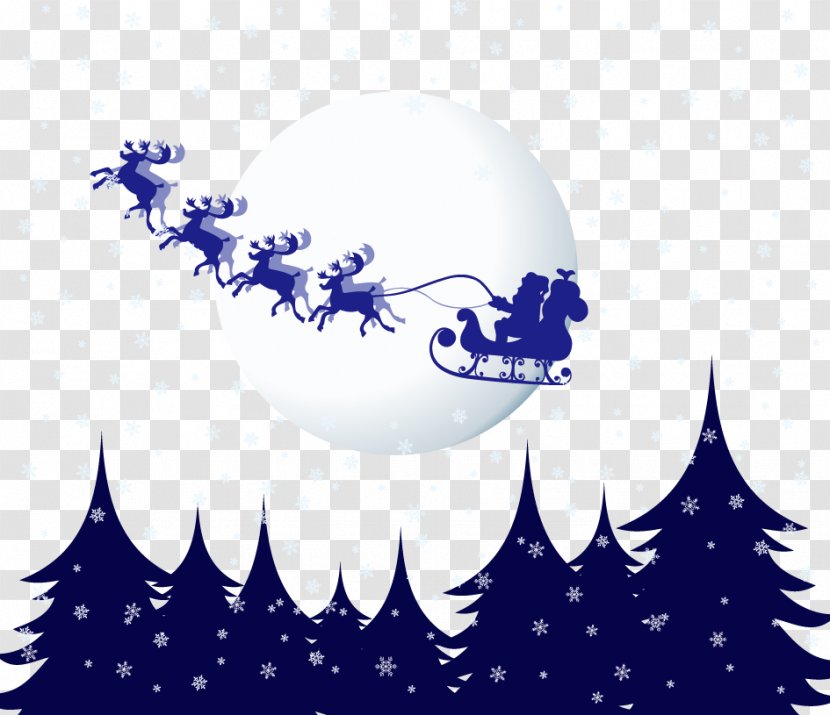 Vector Illustration Christmas Eve - Blue - Tree Transparent PNG