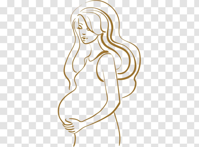 Pregnancy Woman Cartoon Illustration - Watercolor - Pregnant Women Vector Transparent PNG