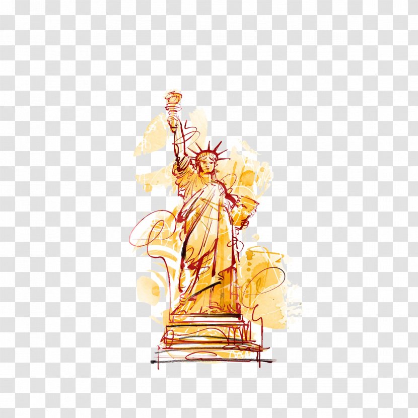 Statue Of Liberty Watercolor Painting Cartoon Illustration Transparent PNG