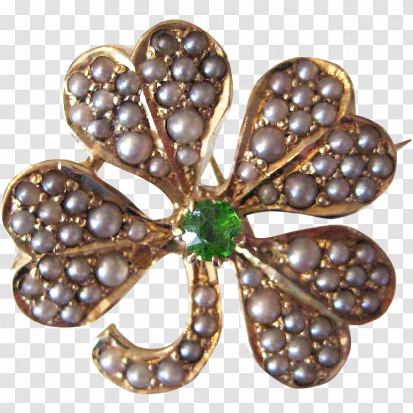 Brooch Earring Four-leaf Clover Shamrock Pearl - Filigree - Leaf Transparent PNG