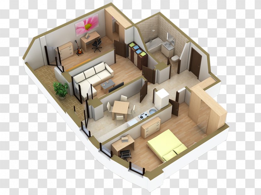 YIT Asuntomyynti Apartment Floor Plan Bed Двухкомнатная квартира - Yit Transparent PNG