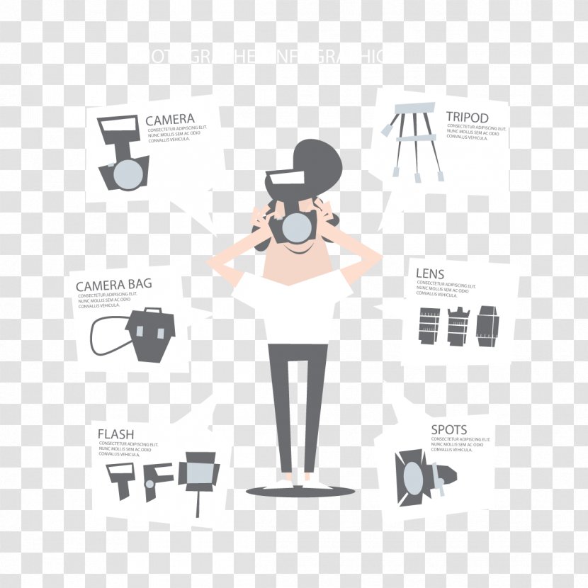 Photography Photographer Infographic Illustration - Silhouette - Vector Camera Equipment Transparent PNG