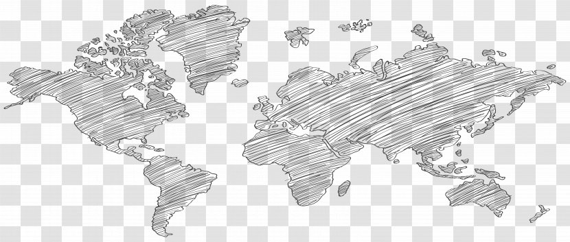 World Map Globe Sketch Vector Graphics - Black And White Transparent PNG