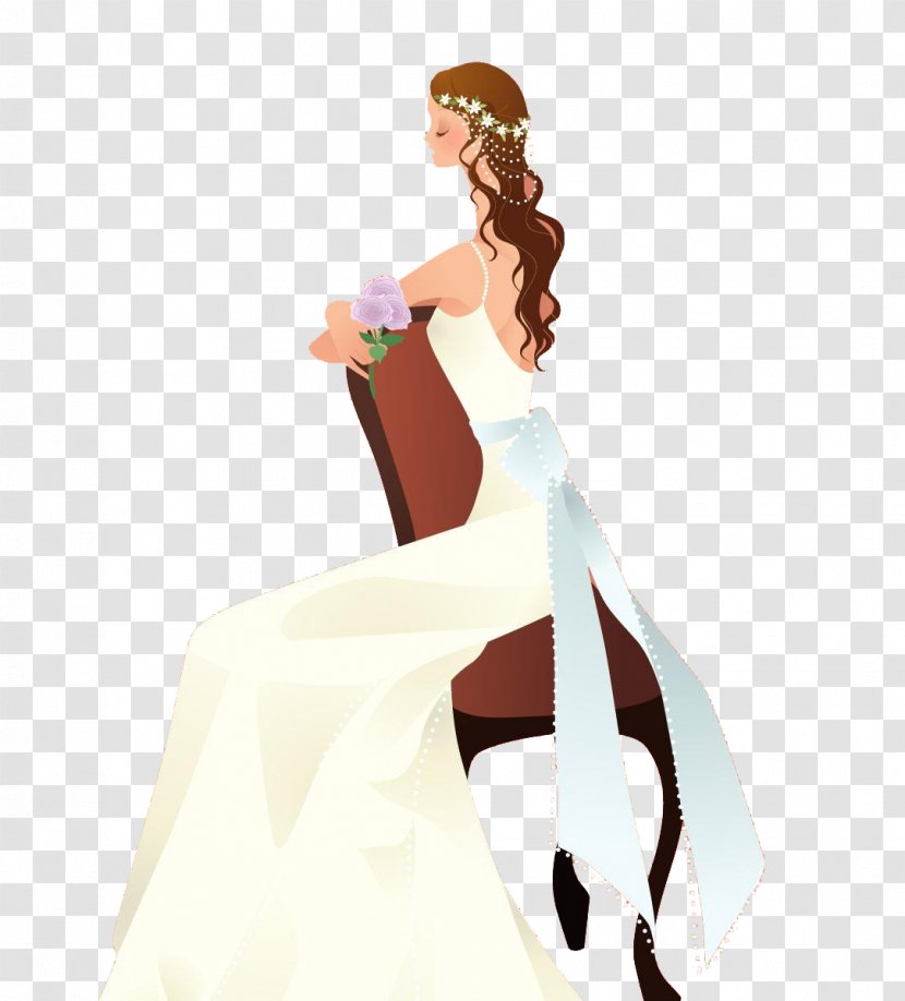 Bride Wedding Dress - Cartoon - The On A Chair Transparent PNG