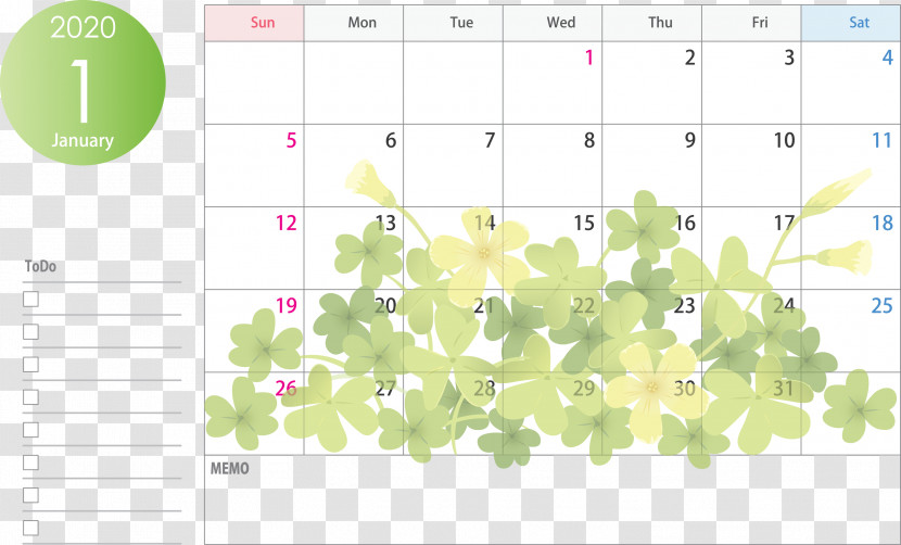 January 2020 Calendar January Calendar 2020 Calendar Transparent PNG