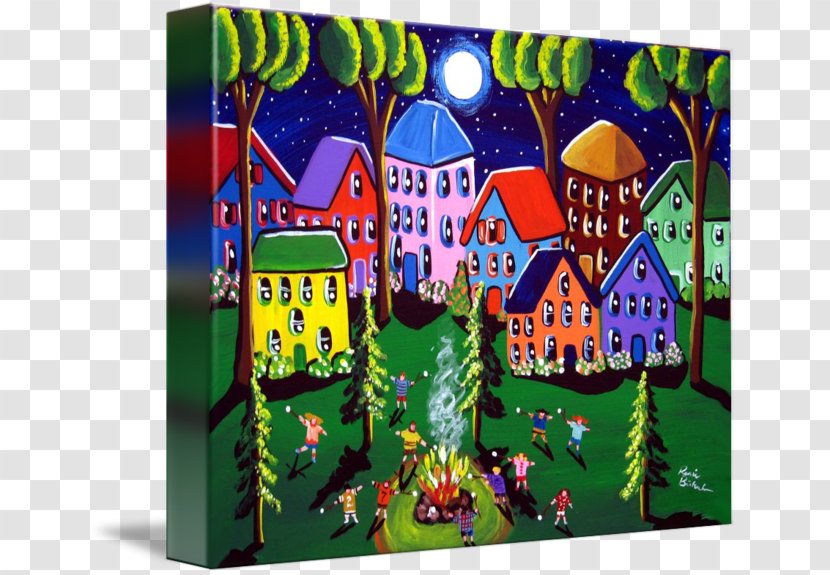 Modern Art Painting Gallery Wrap Canvas - Roasting Marshmallow Transparent PNG