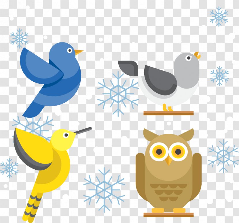 Flat Birds Owl - Design - Winter Transparent PNG