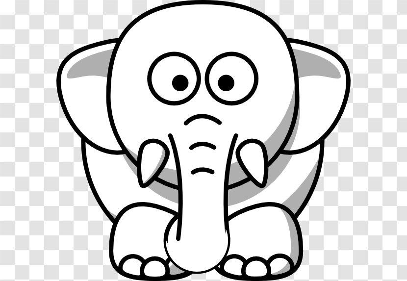 Animal Black And White Kitten Clip Art - Cartoon - Elephants Pictures For Kids Transparent PNG