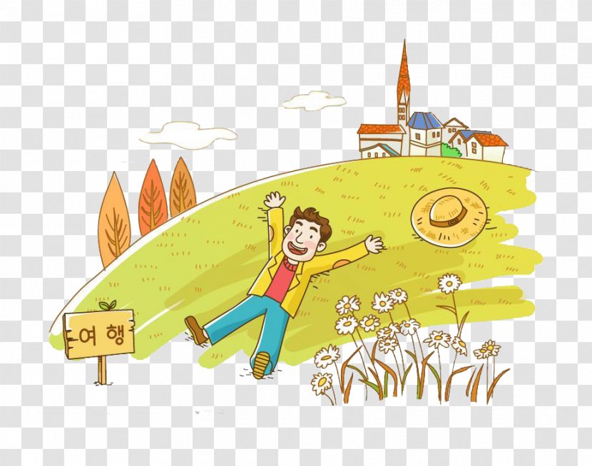 Photography Illustration - Art - Cartoon Man Lying On The Grass Transparent PNG