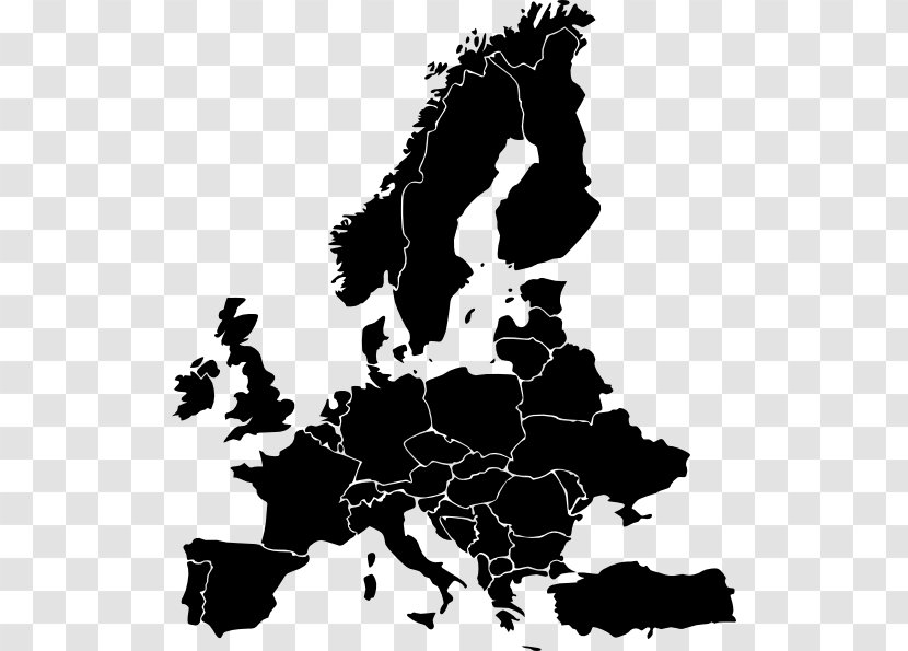 Europe Clip Art - Black And White - Map Transparent PNG
