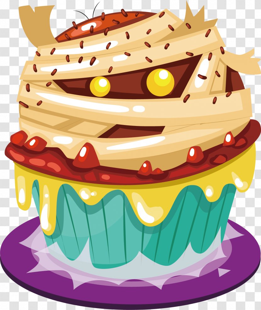 Cupcake Halloween Cake Birthday - Cartoon - Cup Vector Transparent PNG