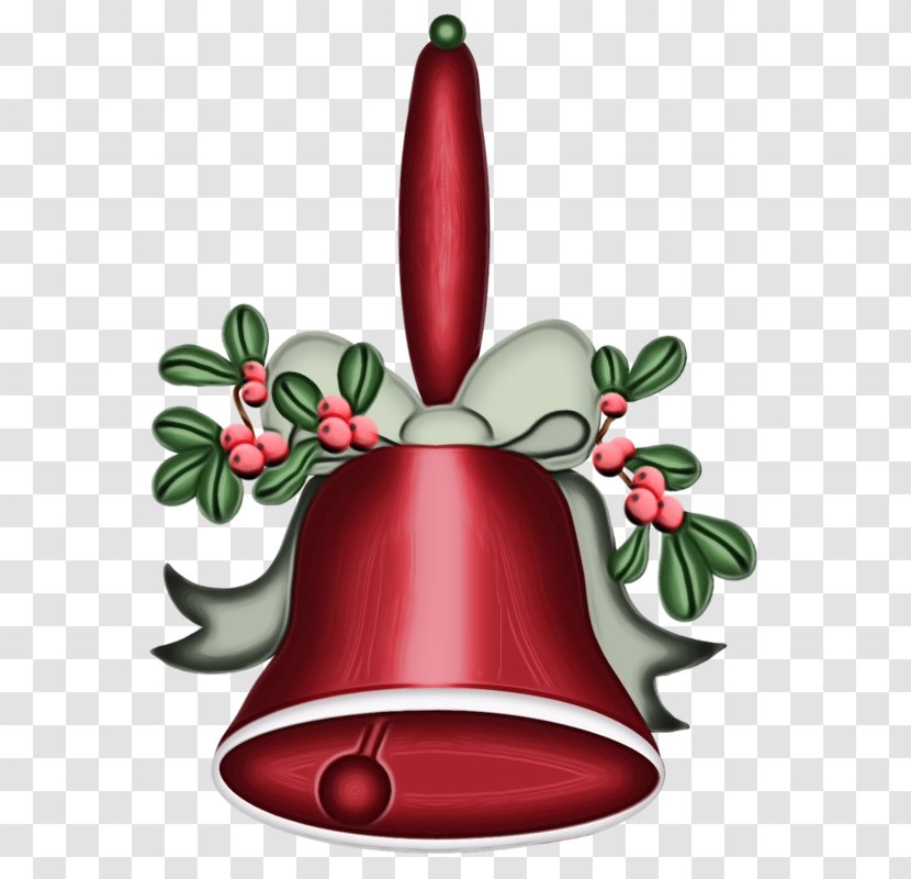 Watercolor Christmas Tree - Red - Decoration Handbell Transparent PNG