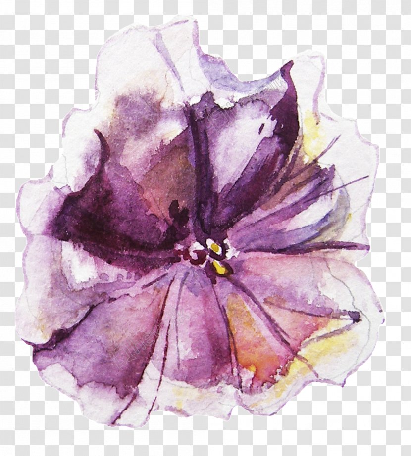 Stock Illustration Watercolor Painting Watercolor: Flowers Royalty-free - Violet - Hydrangea Transparent PNG