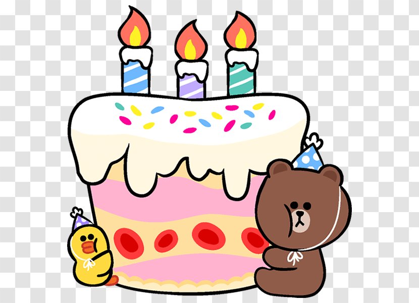 Birthday Cake Line Friends Party Clip Art - Food Transparent PNG