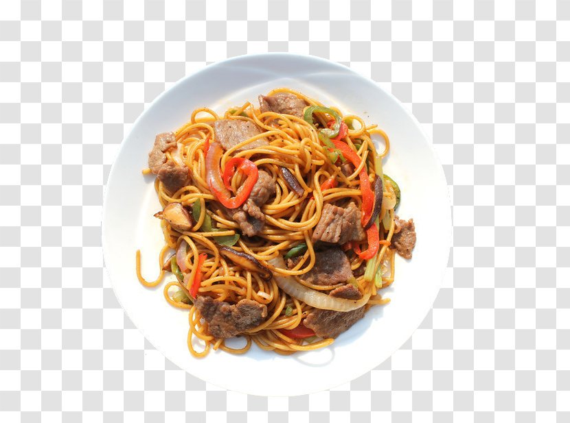 Chow Mein Fried Noodles Lo Yakisoba Chinese - Dish - Delicious Black Pepper Powder, Beef Noodle Dishes Transparent PNG