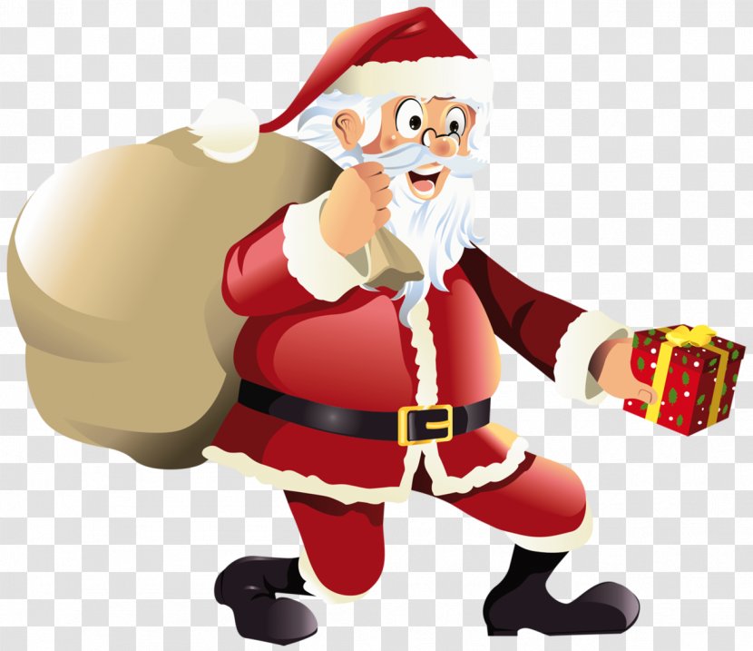 Santa Claus Gift Christmas - Clip Art - Transparent With Red Clipart Transparent PNG