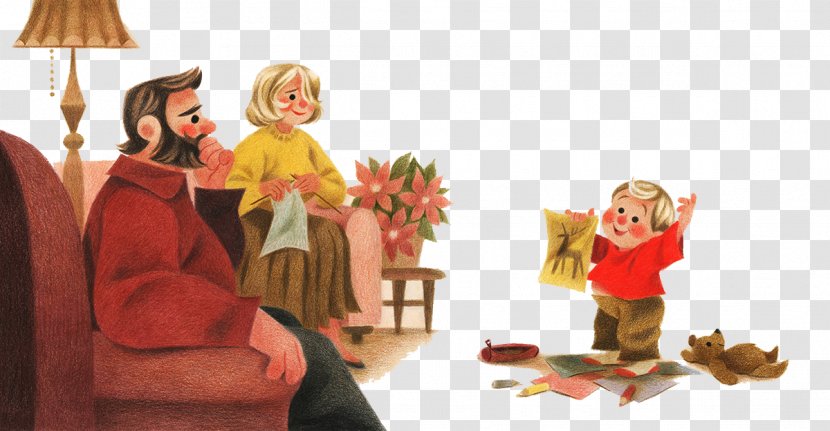 When Santa Was A Baby The Teachers Pet Parent Child Illustration - Father - Hand-painted Children Show With Their Parents Transparent PNG