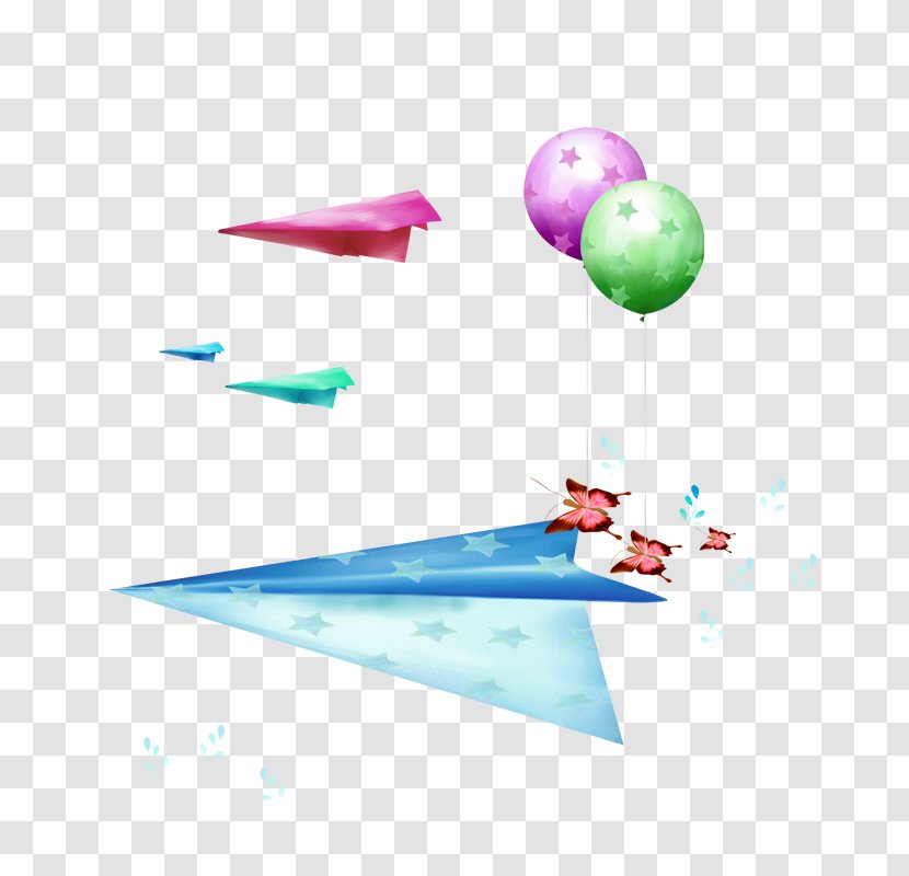 Paper Airplane Flight Helicopter Child - Point - Color Airplanes And Balloons Transparent PNG