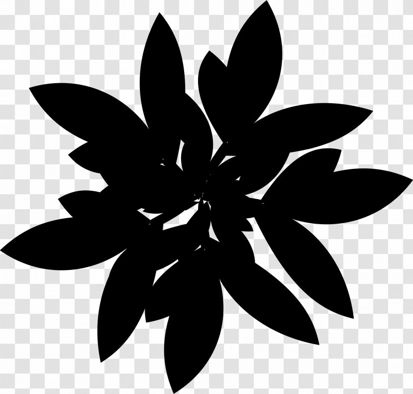 Pattern Symmetry Line Leaf Flowering Plant - Blackandwhite - Style Transparent PNG