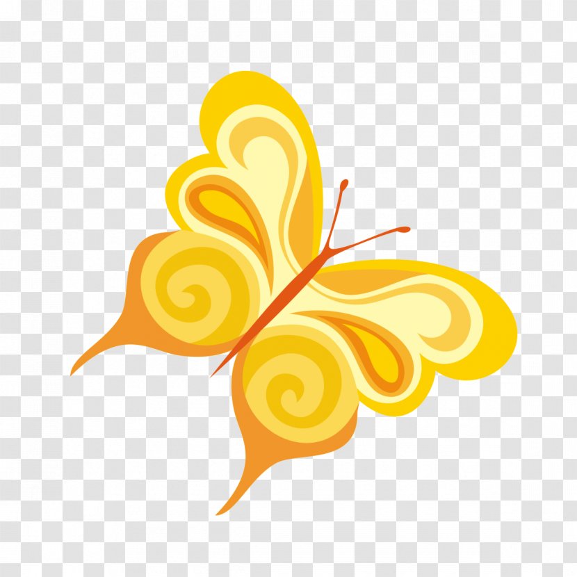 Cartoon Illustration - Spiral - Golden Butterfly Transparent PNG