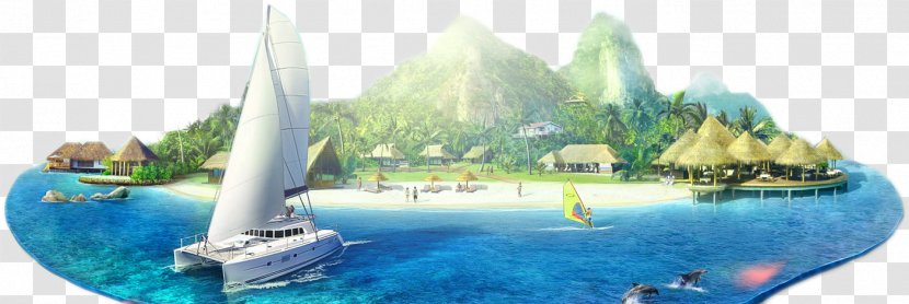 Sea Islands Beach Poster - Outdoor Seascape Background Elements Transparent PNG