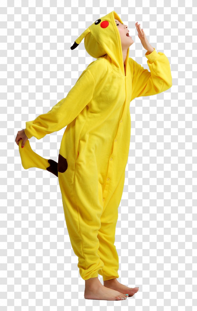 Pikachu Kigurumi Pajamas Costume Onesie - Yellow - Stitch Transparent PNG