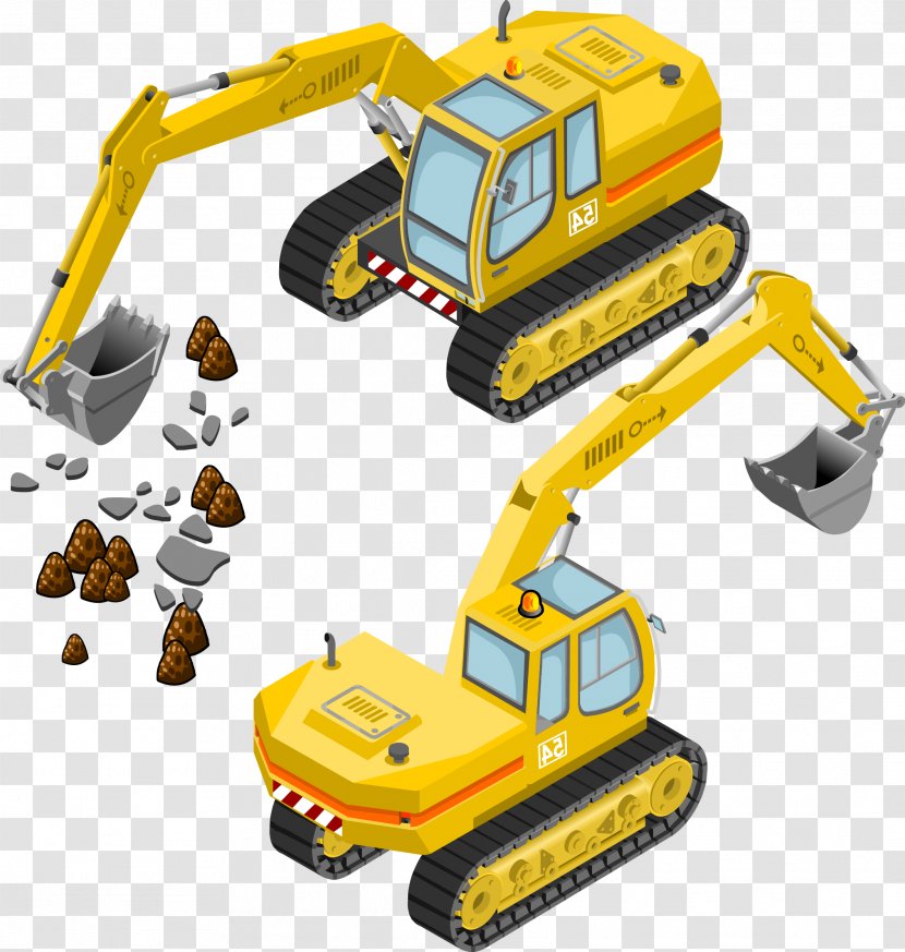 Architectural Engineering Excavator - Vehicle - Vector Creative Construction Machinery Transparent PNG