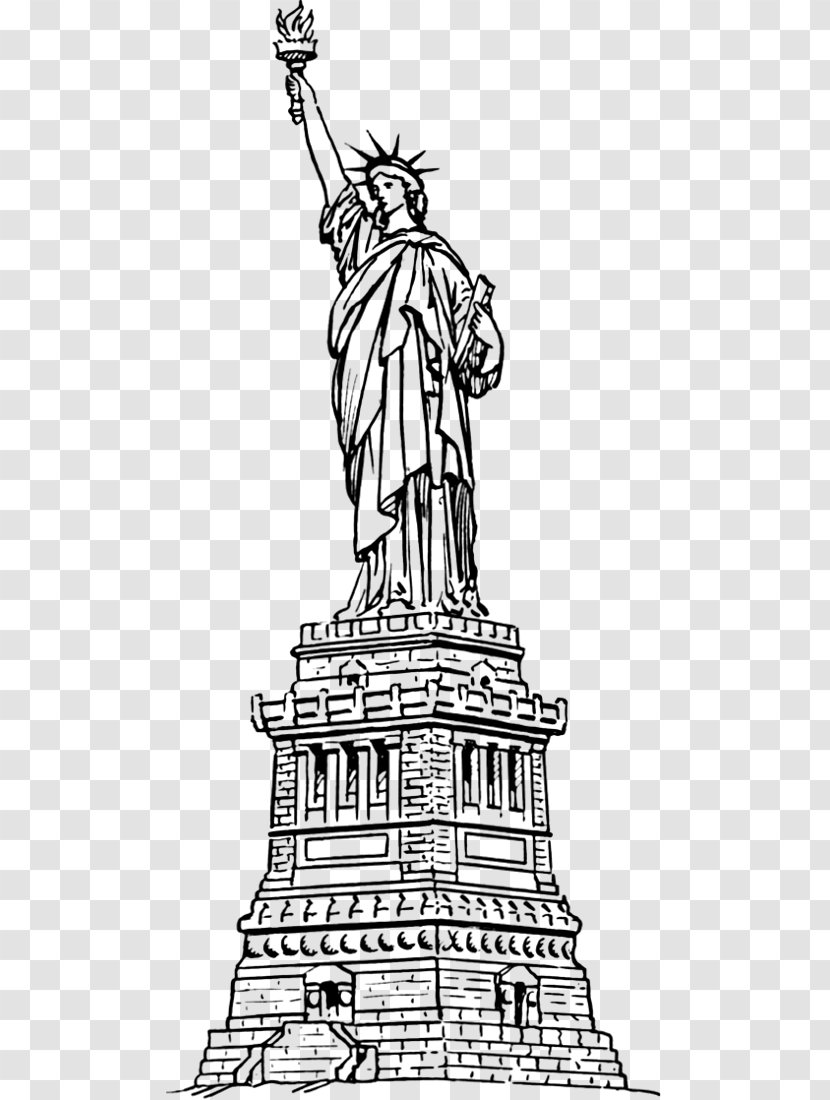 Statue Of Liberty Coloring Book Drawing Hudson River - Fictional Character - Famous Building Transparent PNG